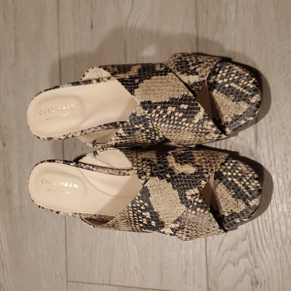 Cole Haan Adley Wood Wedge Sandal 8 NEW brown roccia Neiman Marcus